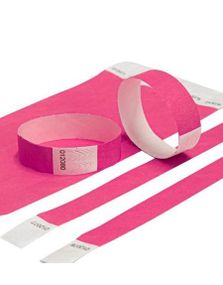 100 stk Nummererte Tyvek Festivalarmbånd / Entrearmbånd - Rosa
