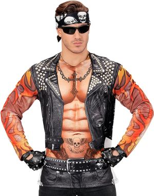 Fotorealistisk Biker T-shirt med Långa Ärmar (Herr)