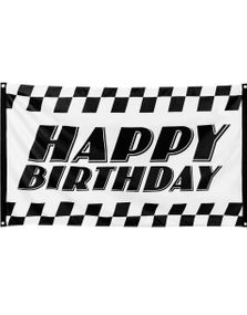 Stort Happy Birthday Racing Flagg 90x150 cm