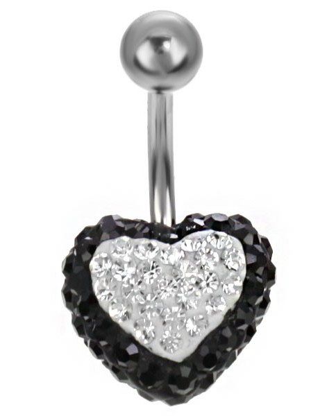 Celebrity Heart Navelpiercing - Svart/Vit