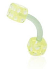 Banan Ögonbrynspiercing i Grönt med Tärningar 1.2 x 8 mm