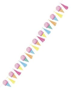 Fargerik Iskrem Banner med Dusker 182 cm