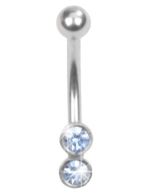 Two Stones - Ögonbrynspiercing med Blå Stenar - 1.2 x 8 mm