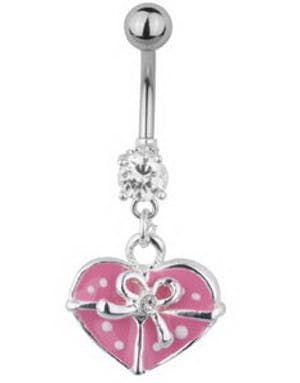 Gift Wrapped Heart Navelpiercing - Rosa