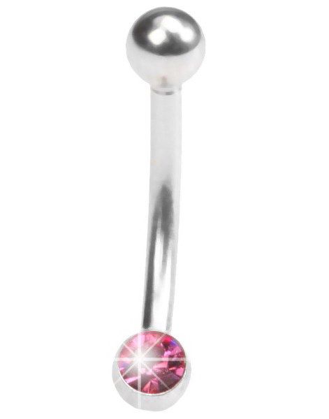 Ögonbrynspiercing med Rosa Sten - 1.2 x 8 mm