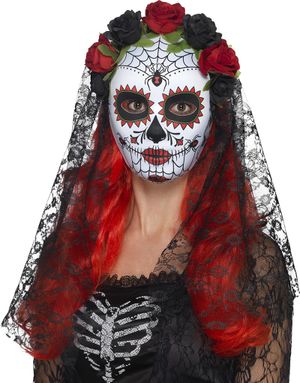 Black Bride - Day of The Dead Ansikstmask med Slöja