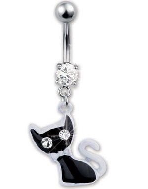 Freaky Kitty Navelpiercing - Svart/vit