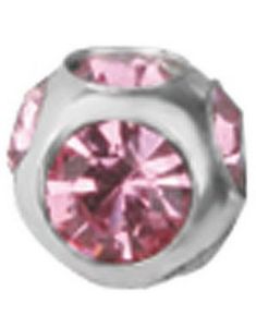 Diamond Spaceship - Silverfärgad Stålkula med Rosa Stenar