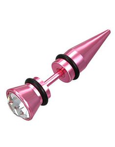 Metallic Rosa Fejkpiercing med Klar Sten