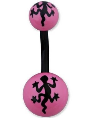 Salamander Rosa och Svart Navelpiercing