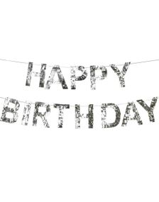 Sølv Happy Birthday Banner 2,2 Meter