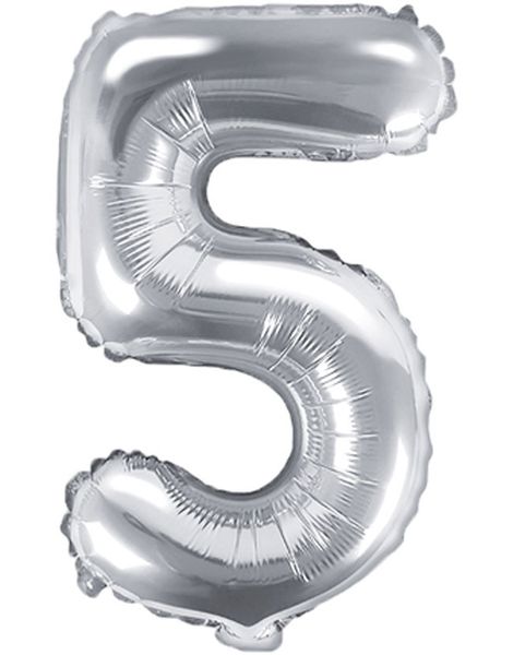 Talet 5 - Silverfärgad 35 cm Folieballong