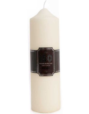 Hvit Søyle Kirkestil Kubbelys 24cm x 7cm (150 timer brennetid)