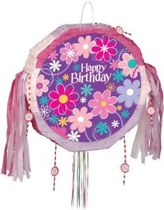 Happy Birthday Blomstrende Tromme - Pop Out  Pinata 46x10x46 cm