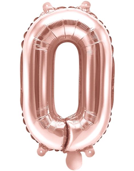 Talet 0 - Roséguldfärgad 35 cm Folieballong