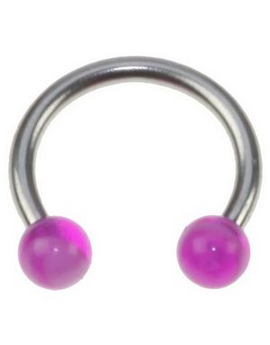 Rund Ögonbrynspiercing med Lila Kuler - 1.2 x 8 mm