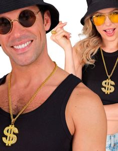 Strass Dollar - Guldfärgat Smycke med Bling