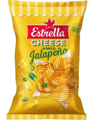 Estrella Cheese & Mild Jalapeño - Grovriflet Potetgull med Ost og Jalepnosmak 175 gram