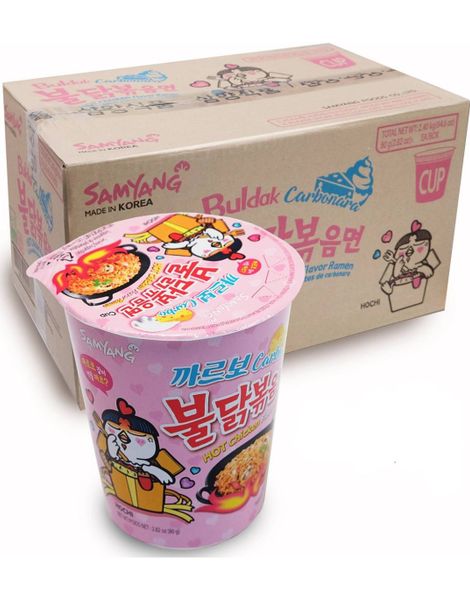 30 stk Samyang Buldak Hot Chicken Carbonara Ramen Cup - Hel Eske 2,4 kg (Korea)