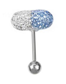 White & Light Blue Diamond Pill - Tungpiercing