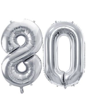 80 års ballonger - 35 cm silver
