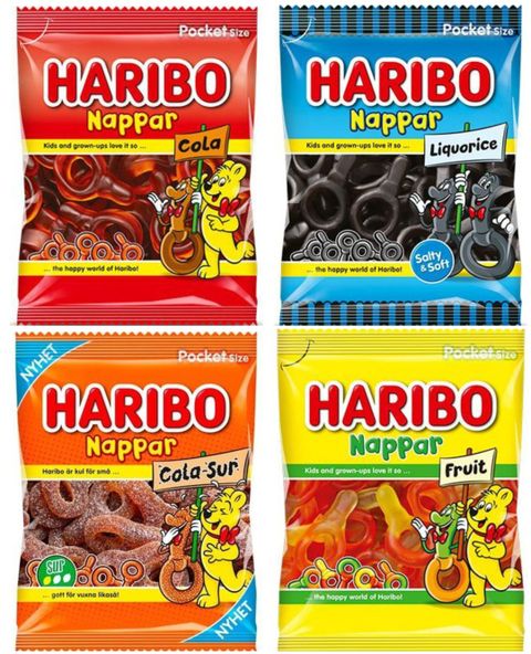 Taste Them All – Haribo Nappar – Fyra Smaker - Paketerbjudandene