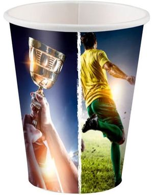 8 stk Fotball Tema Pappkopper 250 ml - Kick It