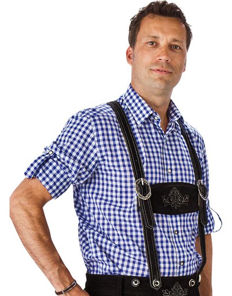 Blå och Vit Rutig Oktoberfestskjorta till Man
