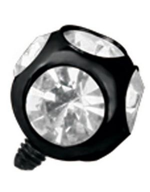 Svart Dermal Anchor Kula med Klara Stenar - Strl 3 mm kula med 1,2 mm gängor