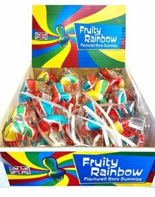 24 st Rainbow Rock Dummies - Regnbågsfärgade Nappar - Hel Låda 1,8 kg