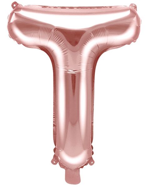 Bokstaven T - Roseguldfärgad 35 cm Folieballong