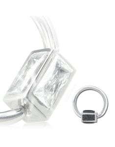 BCR Piercing med Fyrkantig Svart Sten - 1.2 mm x 12 mm