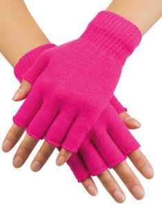 80's Neonrosa Fingerlösa Handskar