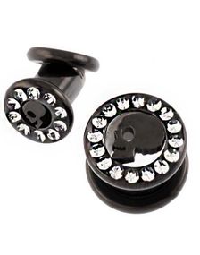 Dead Head - Svart Piercing Tunnel med Stenar