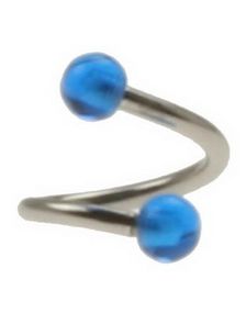 Curve Ögonbrynspiercing med Blå Kulor - 1.2 x 8 mm