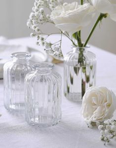 3 stk Små Rillede Glassvaser - Modern Luxe