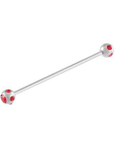 Industrial Barbell med Röda Stenar - 1.6 x 38 mm