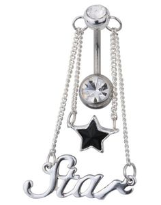 Star Navelpiercing - Svart