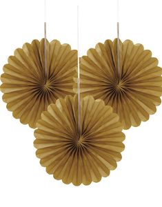 3 st Mini Guldfärgade Pappersdekorationer 15 cm