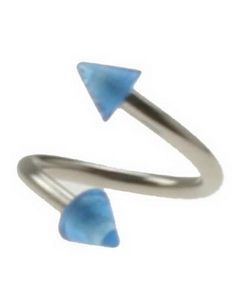Curve Ögonbrynspiercing med Blå Spikes - 1.2 x 8 mm
