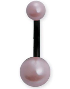 Svart Navelpiercing med Rosa Pärlor
