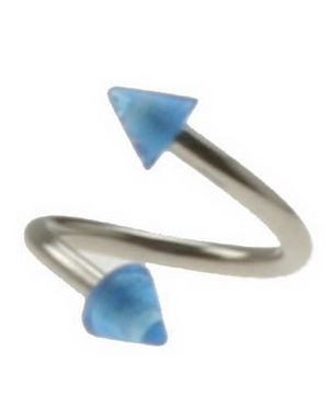 Curve Ögonbrynspiercing med Blå Spikes - 1.2 x 8 mm
