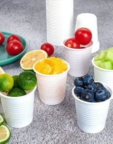 60 st 200 ml Återanvändbara Vita Plastmuggar