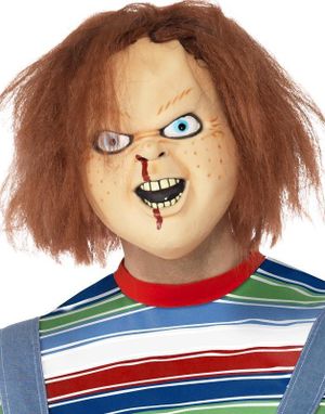 Licensierad Chucky Latexmask med Rött Hår