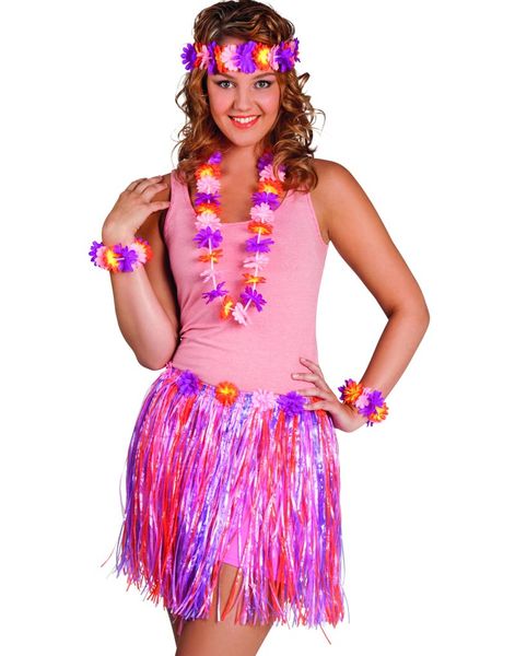 Hawaiiset 5 Delar i Rosa, Orange, Lila och Gult