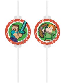 4 st Papperssugrör med Pappmotiv - Minecraft Party