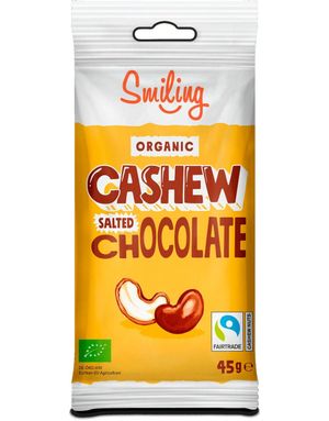 Leende Cashewnötter Med Salt Chokladöverdrag 45 Gram