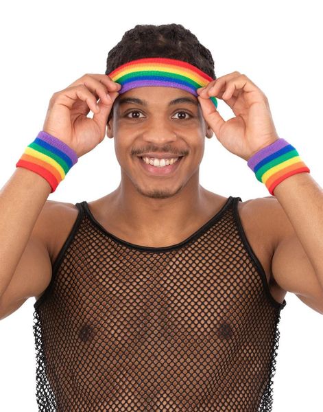 3 stk Regnbuefarget svettebånd