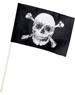 Piratflagga med Vit Dödskalle - Pirates of the Seven Seas