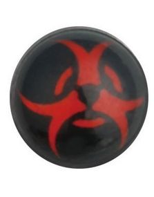 Biohazard Röd/Svart - Dermal Anchor 4 mm Kula med 1,2 mm gängor